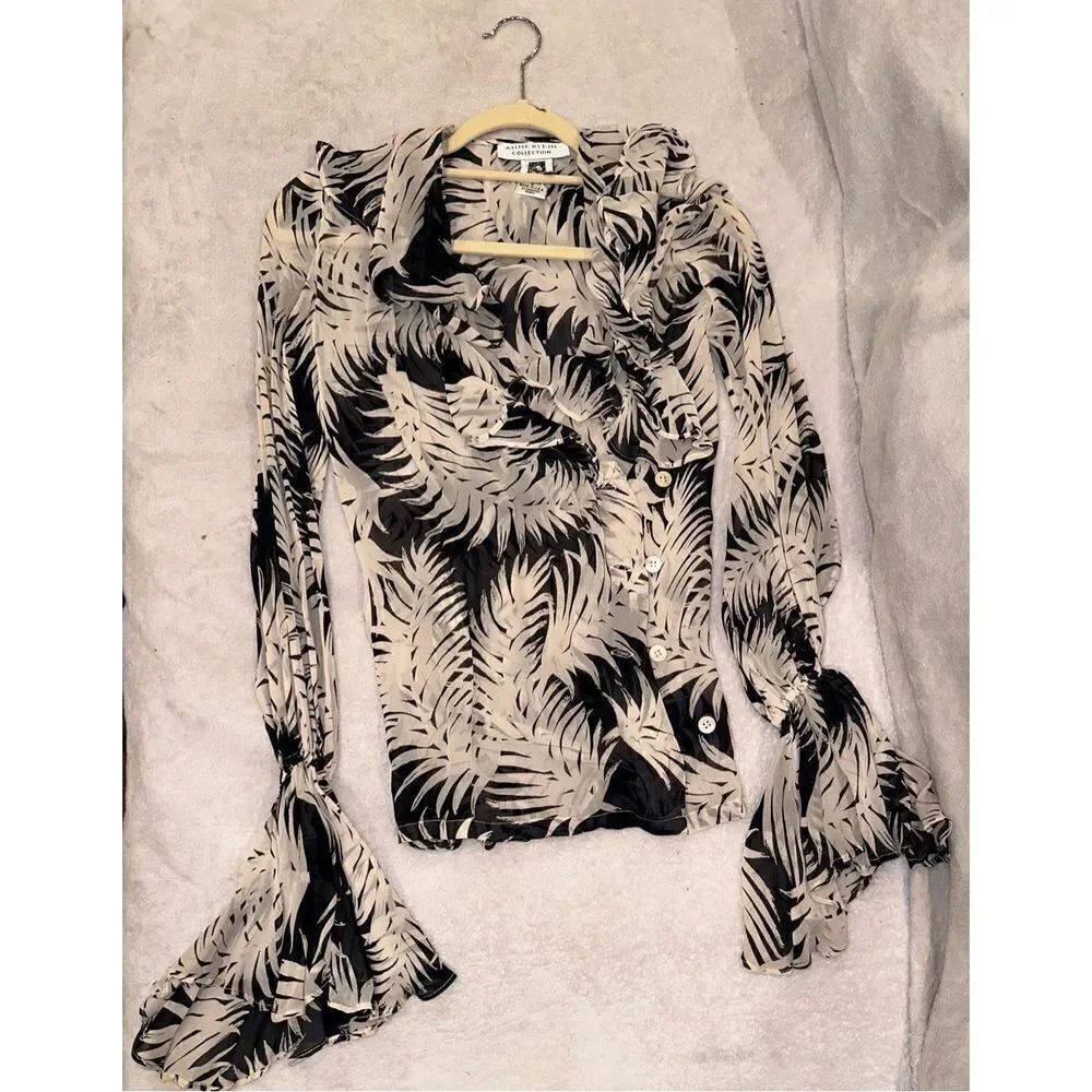 ANNE KLEIN vintage women’s blouse size w with cool sleeves